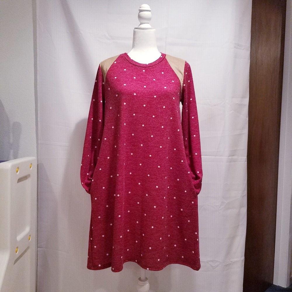 Chris & Carol Burgundy Polka Dot Dress Size M